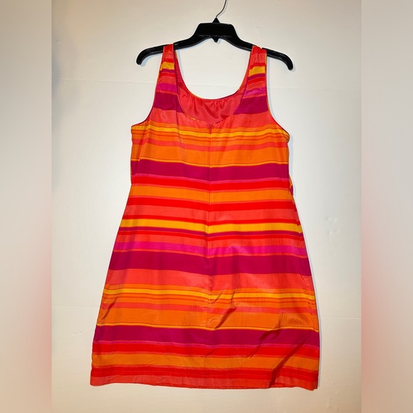 Oleg Cassini Orange Pink And Yellow Bodycon Dress Size 10 - Picture 6 of 7